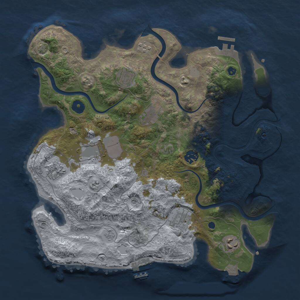 Rust Map: Procedural Map, Size: 3500, Seed: 41848, 14 Monuments