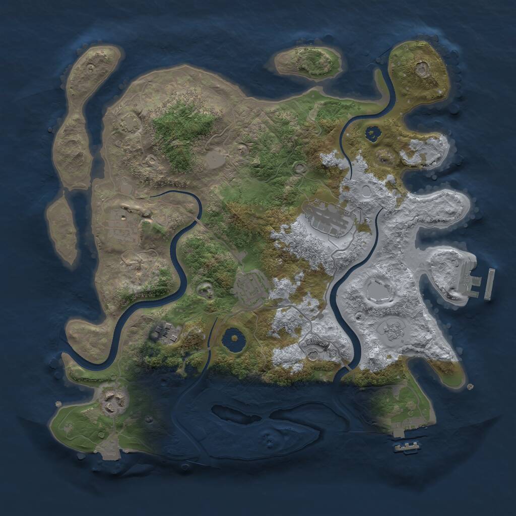 Rust Map: Procedural Map, Size: 3300, Seed: 1159995449, 11 Monuments