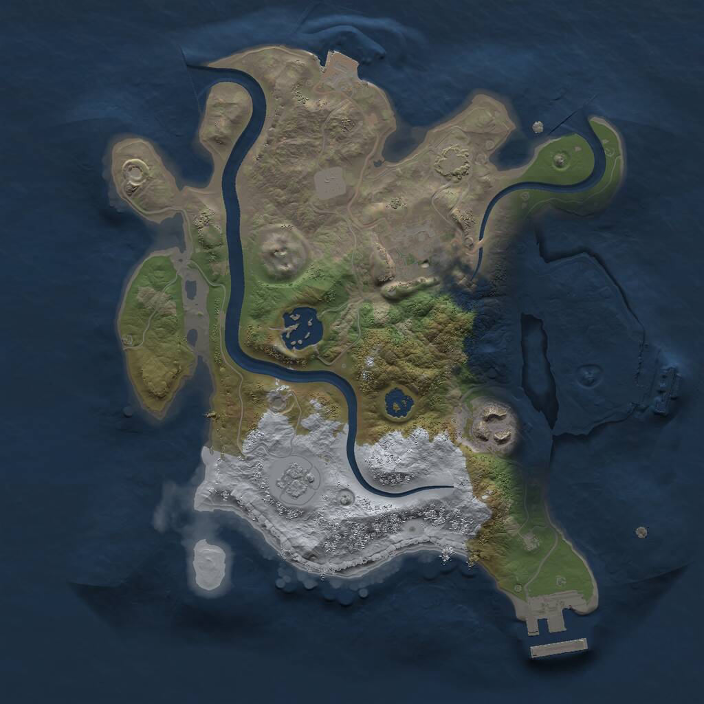 Rust Map: Procedural Map, Size: 2500, Seed: 2710, 8 Monuments