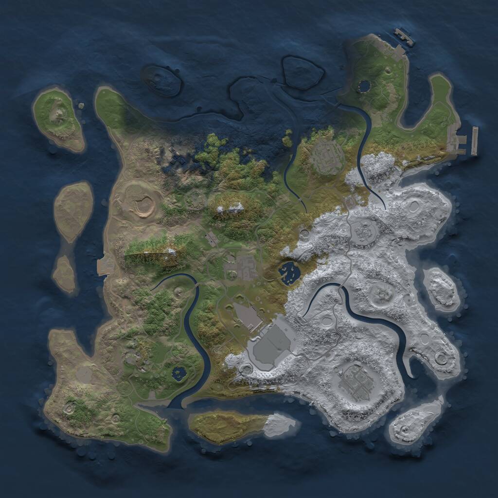 Rust Map: Procedural Map, Size: 3500, Seed: 238495960, 14 Monuments