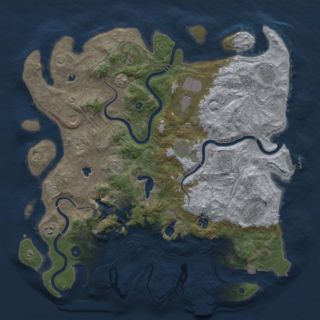 Rust Map: Procedural Map, Size: 4500, Seed: 287291019, 16 Monuments