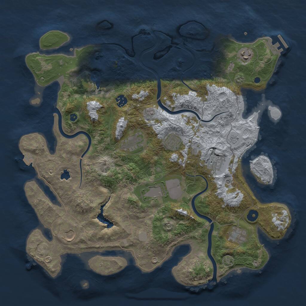 Rust Map: Procedural Map, Size: 4000, Seed: 1998508990, 14 Monuments