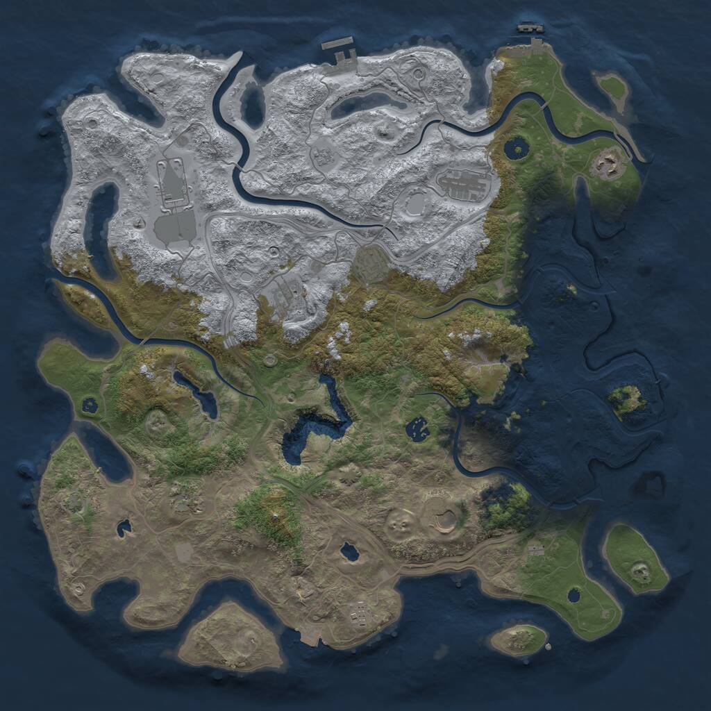 Rust Map: Procedural Map, Size: 4500, Seed: 1043272435, 15 Monuments