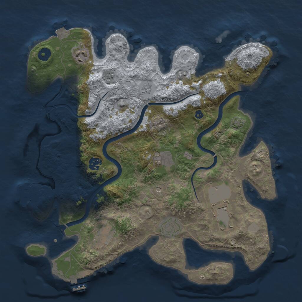 Rust Map: Procedural Map, Size: 3500, Seed: 1509021735, 13 Monuments