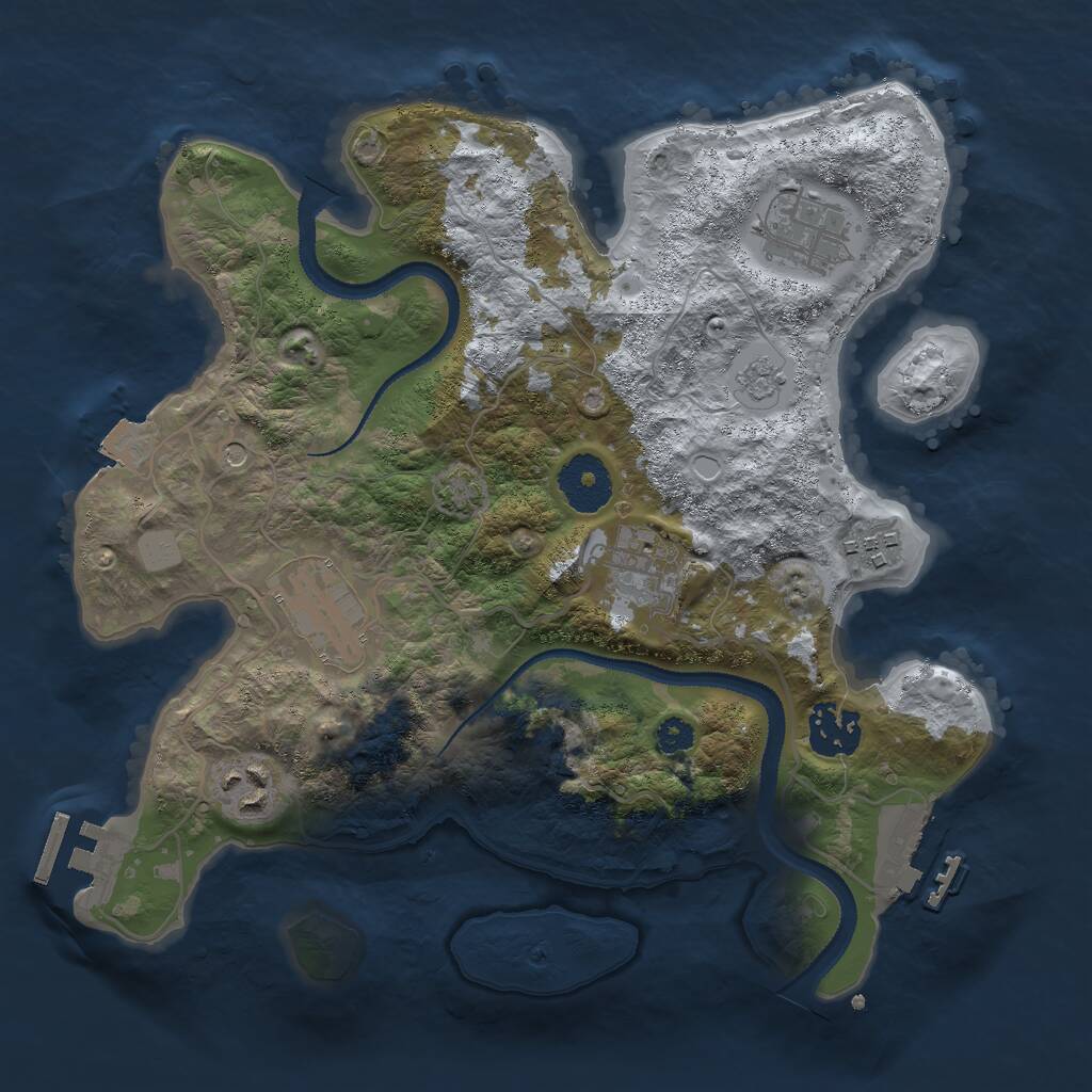 Rust Map: Procedural Map, Size: 3000, Seed: 17361, 12 Monuments