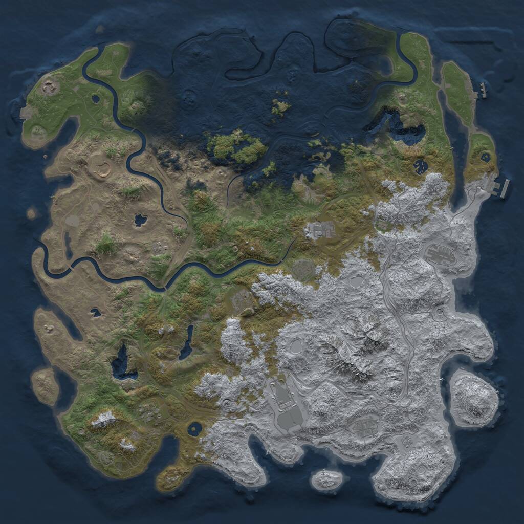 Rust Map: Procedural Map, Size: 5500, Seed: 98187215, 17 Monuments