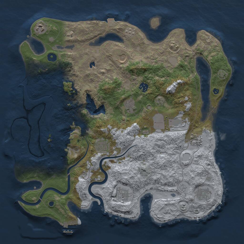 Rust Map: Procedural Map, Size: 4000, Seed: 822319291, 16 Monuments