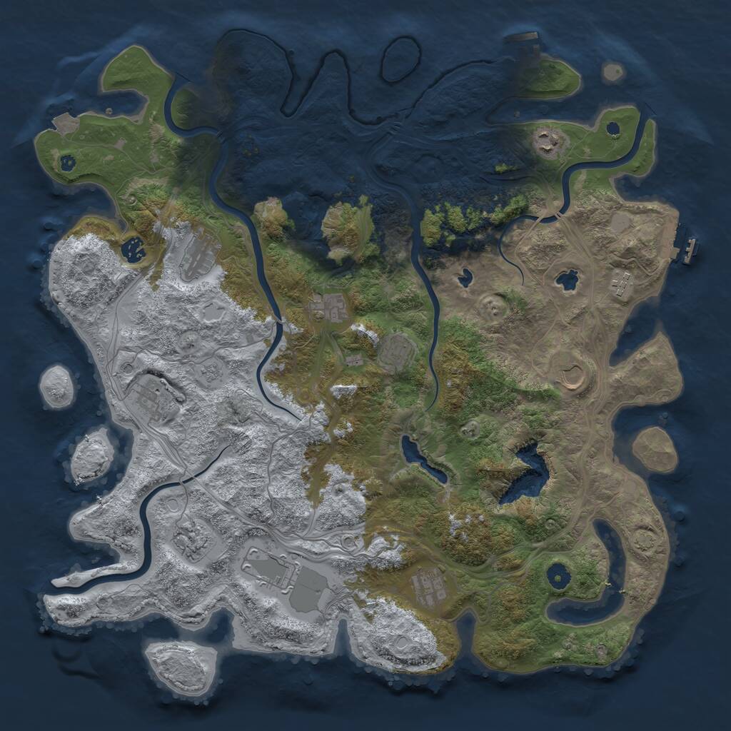Rust Map: Procedural Map, Size: 4500, Seed: 2055144690, 17 Monuments