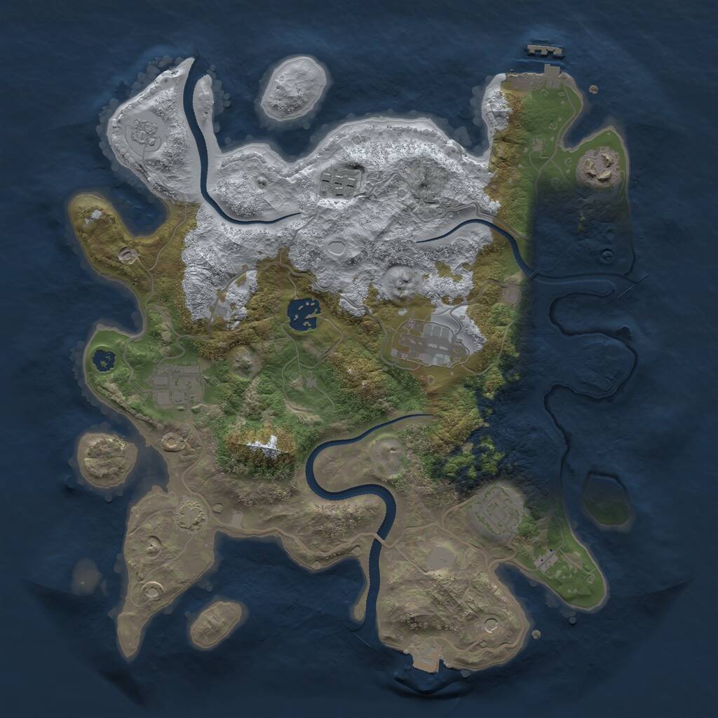 Rust Map: Procedural Map, Size: 3200, Seed: 844966179, 11 Monuments