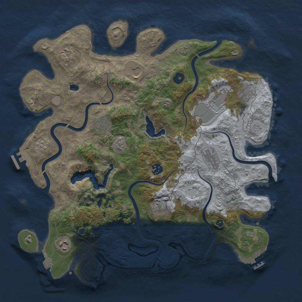 Rust Map: Procedural Map, Size: 4050, Seed: 1317748180, 16 Monuments