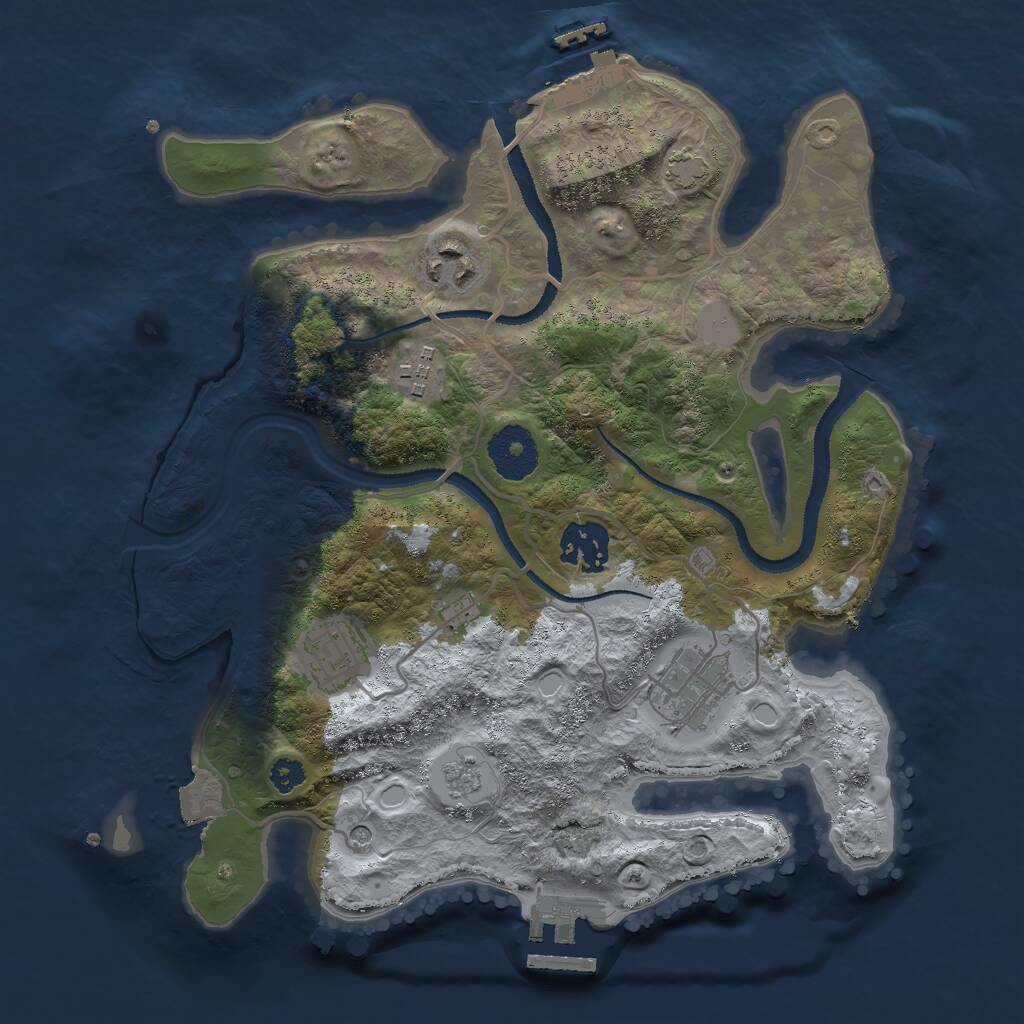 Rust Map: Procedural Map, Size: 3000, Seed: 1742439825, 11 Monuments