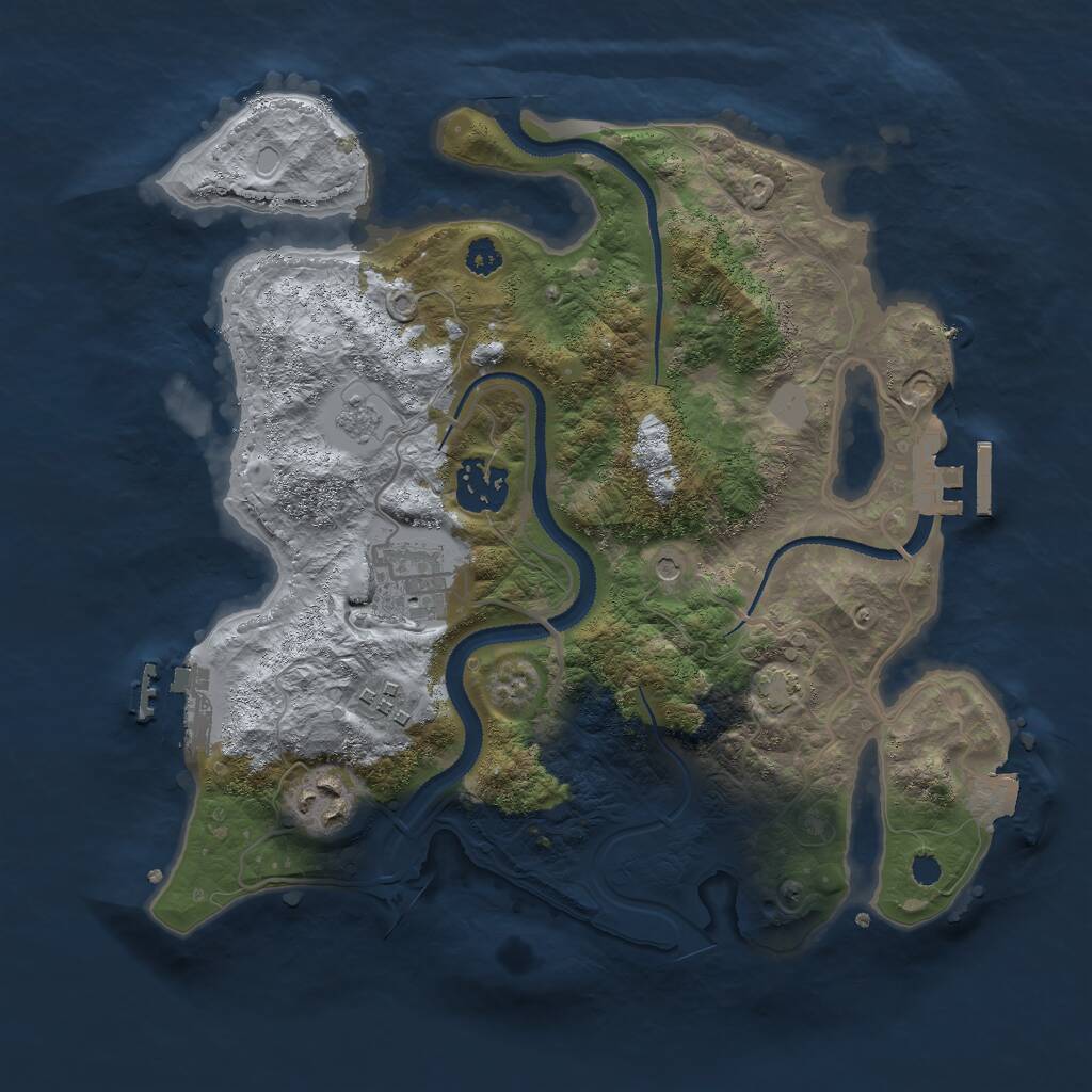 Rust Map: Procedural Map, Size: 3000, Seed: 88947, 10 Monuments