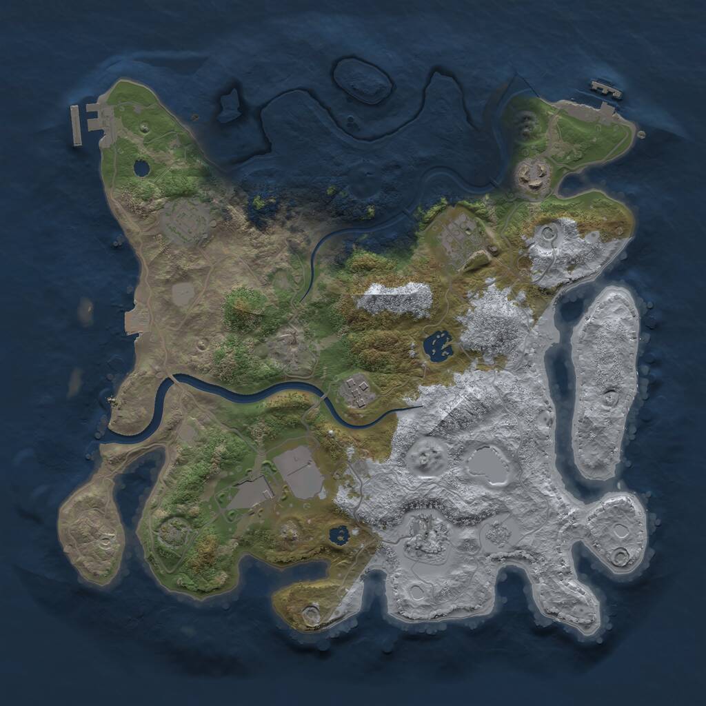 Rust Map: Procedural Map, Size: 3500, Seed: 746277, 13 Monuments