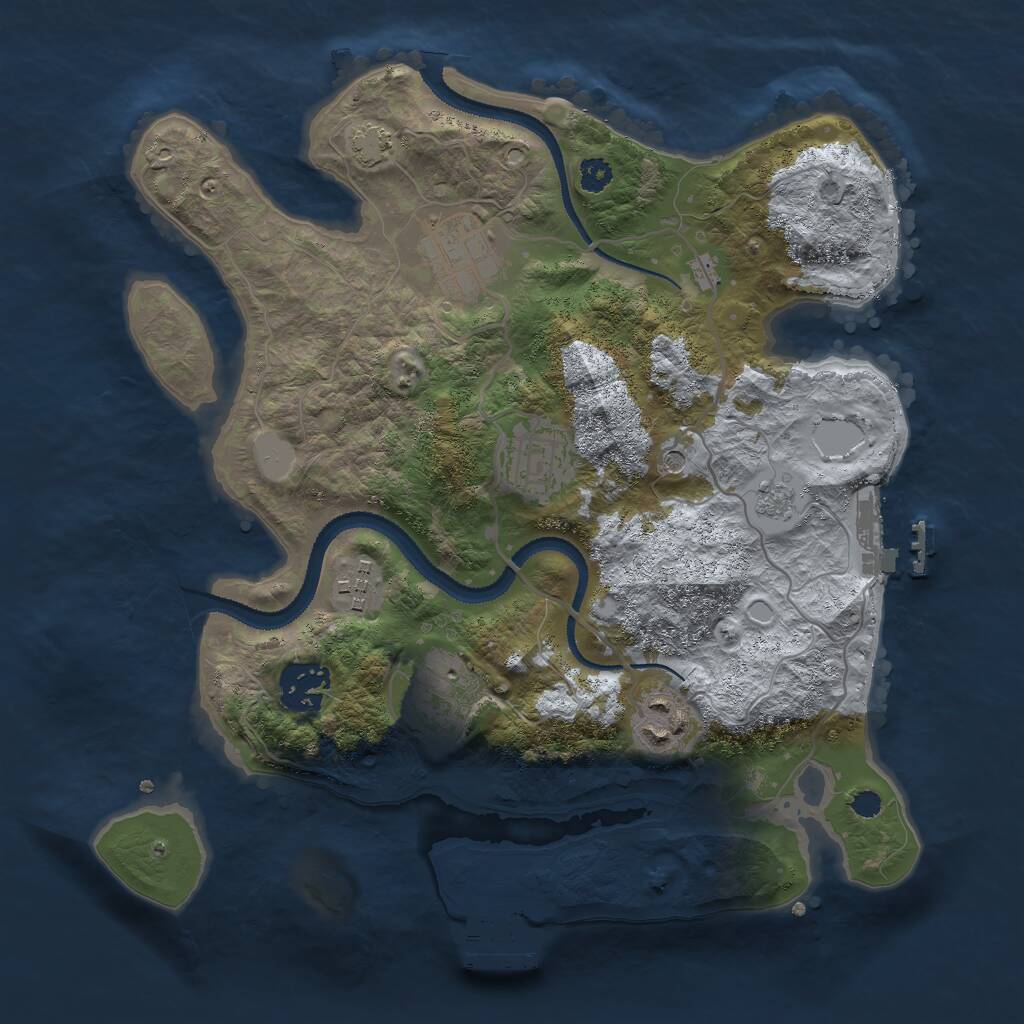 Rust Map: Procedural Map, Size: 3000, Seed: 55522, 12 Monuments