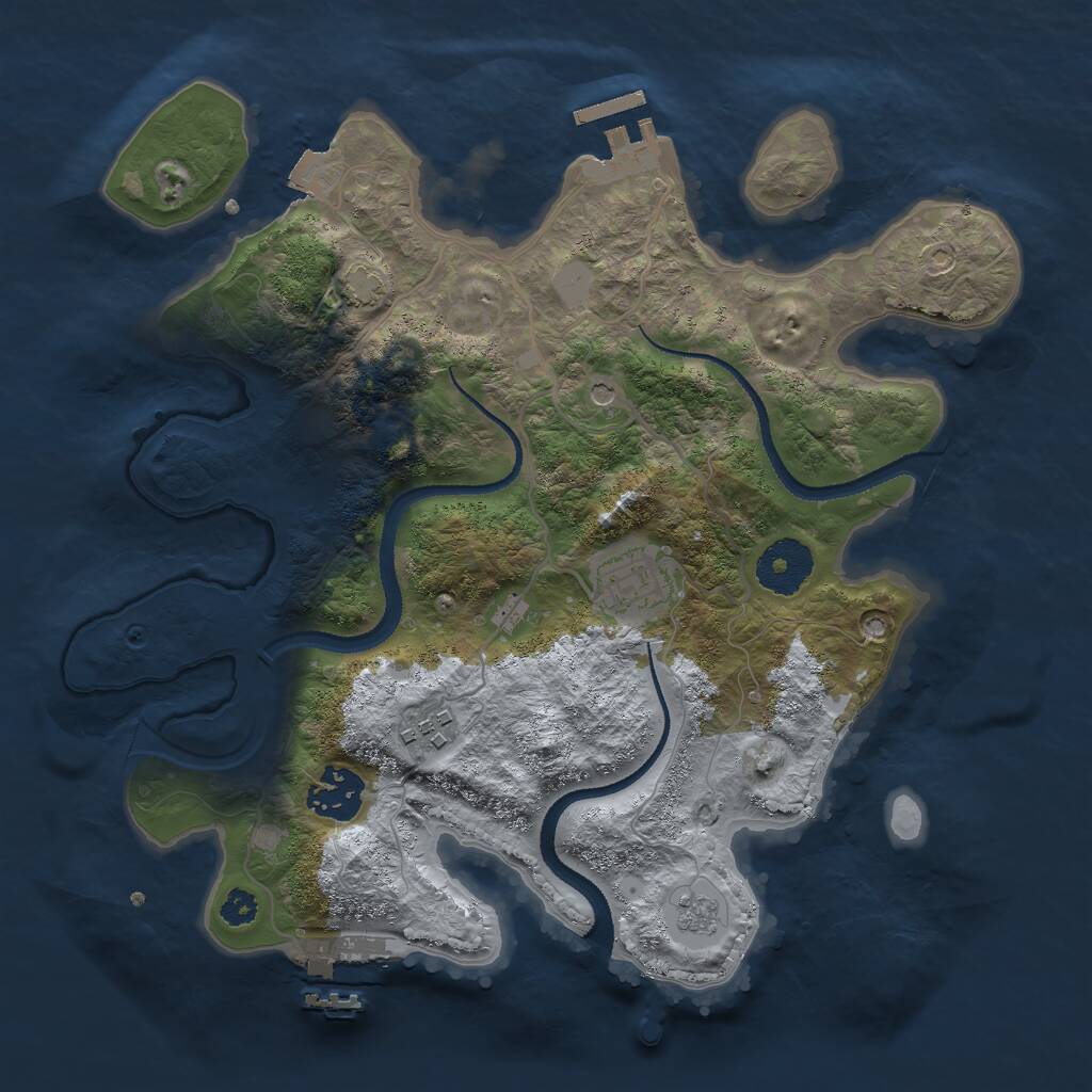 Rust Map: Procedural Map, Size: 3000, Seed: 498334592, 9 Monuments