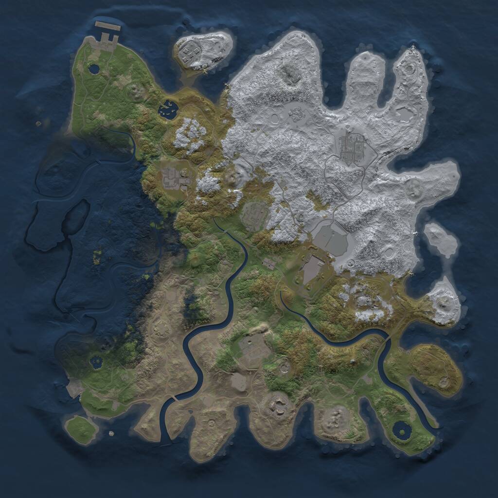 Rust Map: Procedural Map, Size: 3939, Seed: 811059040, 14 Monuments