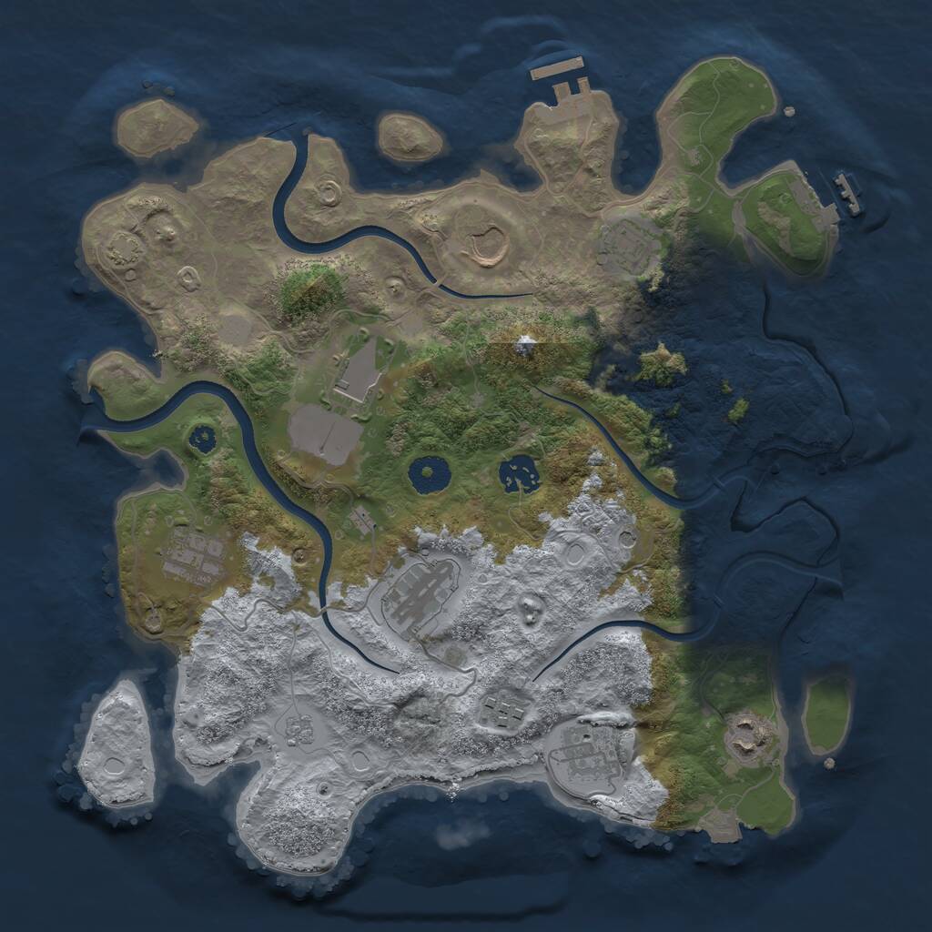 Rust Map: Procedural Map, Size: 3500, Seed: 1524682311, 15 Monuments