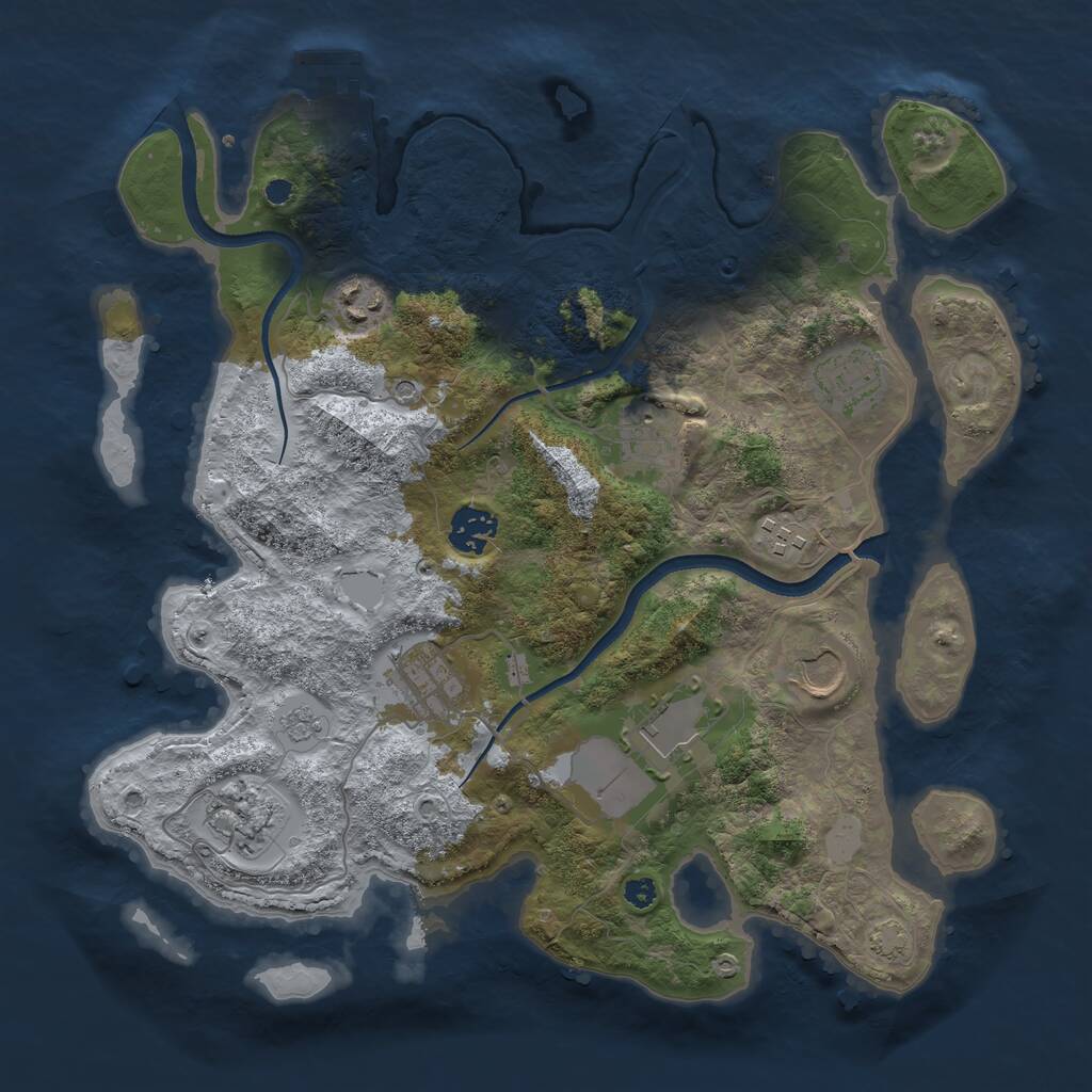 Rust Map: Procedural Map, Size: 3500, Seed: 54720662, 14 Monuments