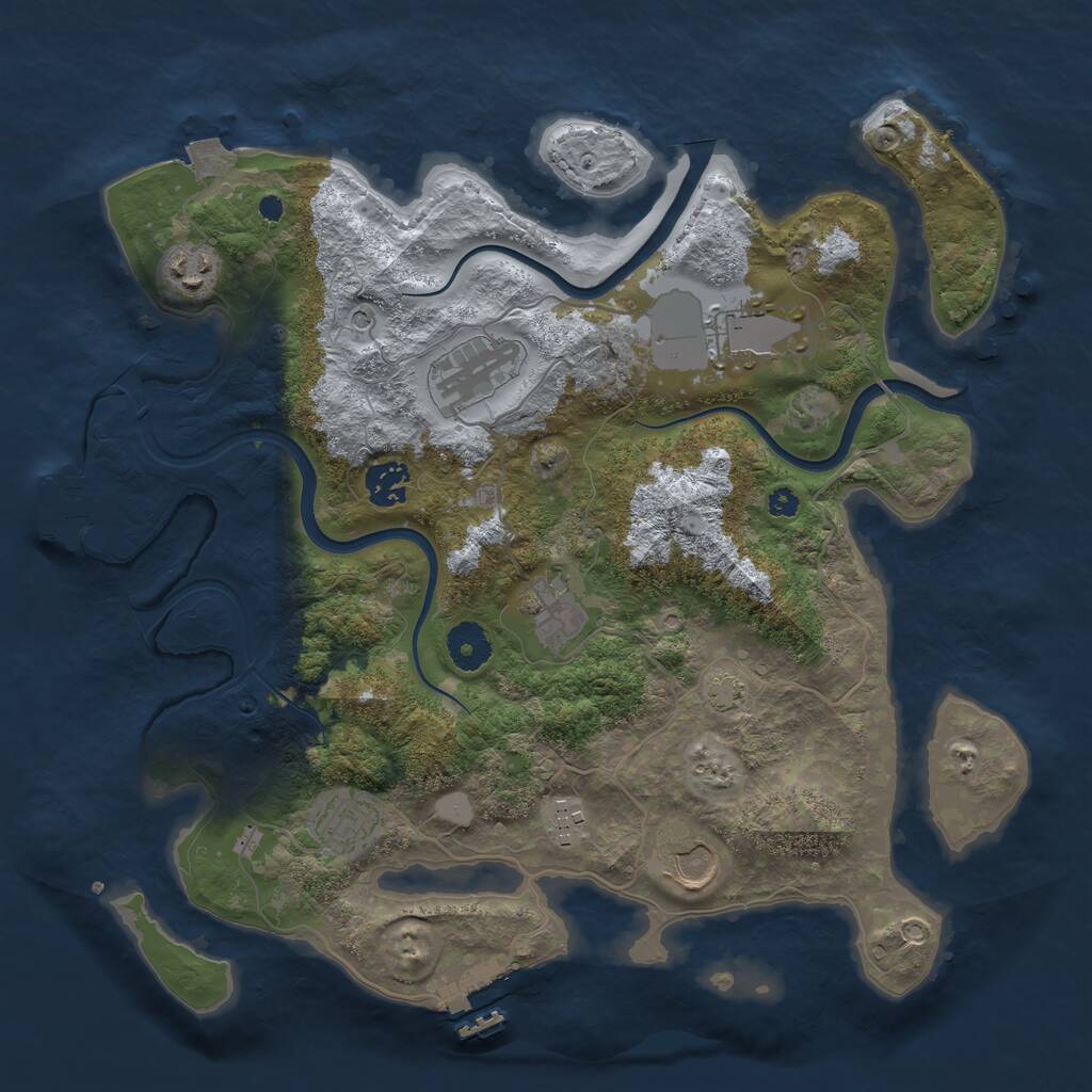 Rust Map: Procedural Map, Size: 3600, Seed: 1280070305, 13 Monuments