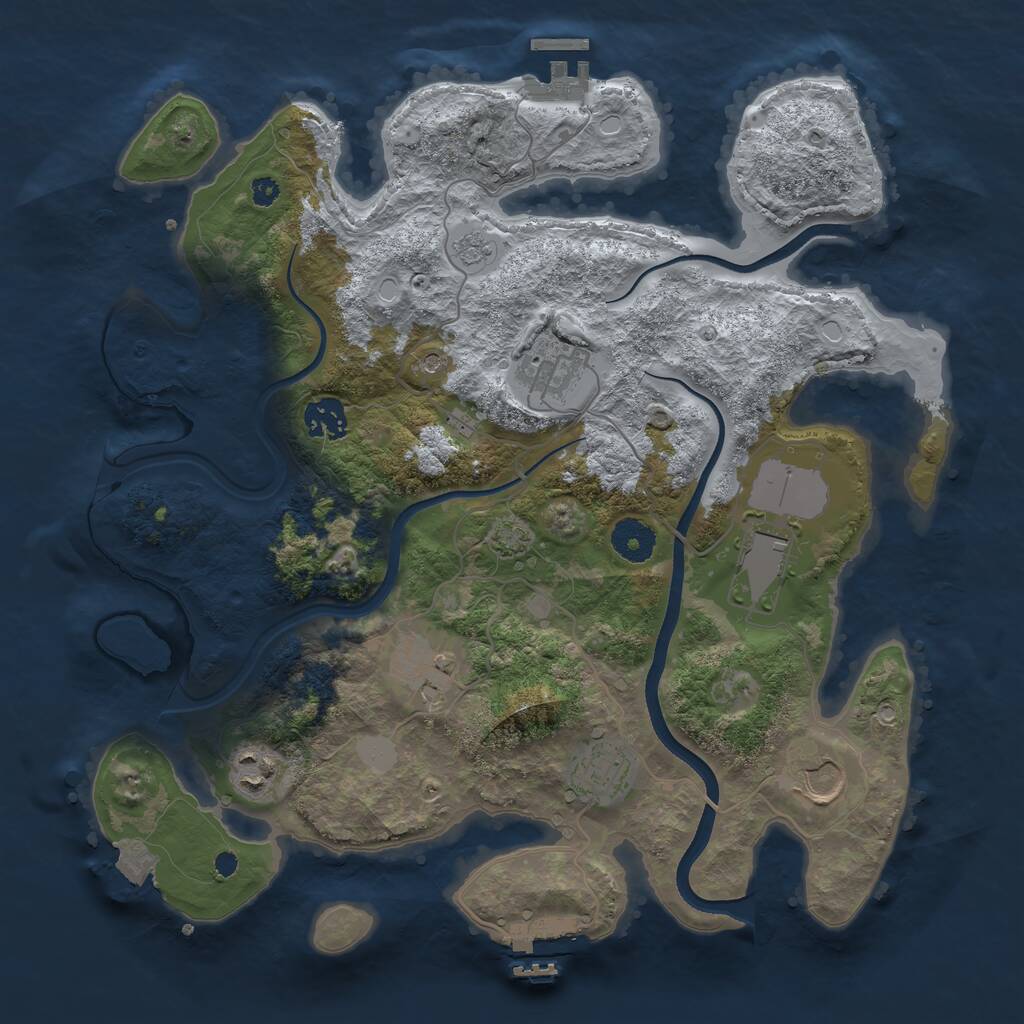 Rust Map: Procedural Map, Size: 3550, Seed: 858664416, 13 Monuments