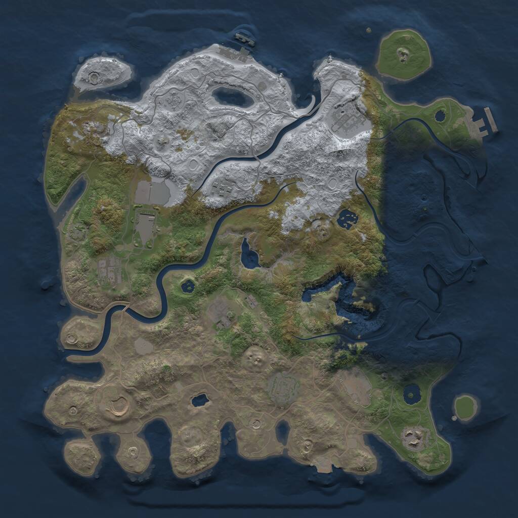 Rust Map: Procedural Map, Size: 4000, Seed: 1338594582, 17 Monuments