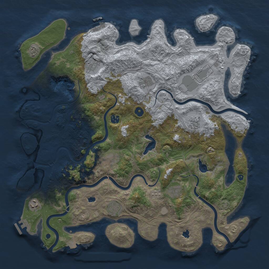 Rust Map: Procedural Map, Size: 4500, Seed: 185828876, 16 Monuments