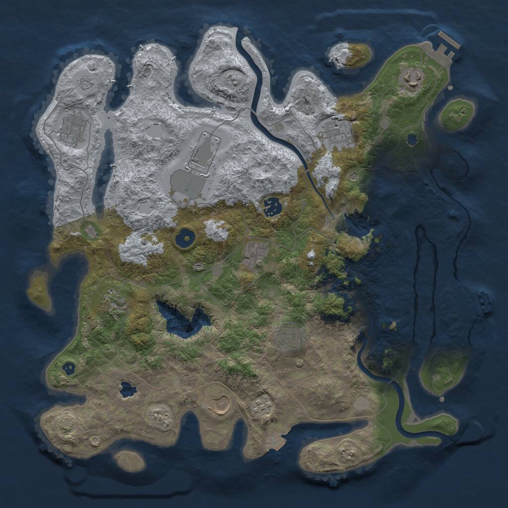 Rust Map: Procedural Map, Size: 4000, Seed: 1465416214, 16 Monuments