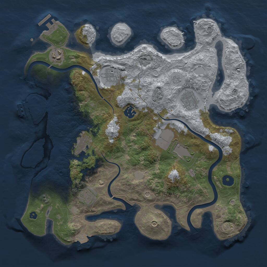 Rust Map: Procedural Map, Size: 3500, Seed: 185828876, 14 Monuments