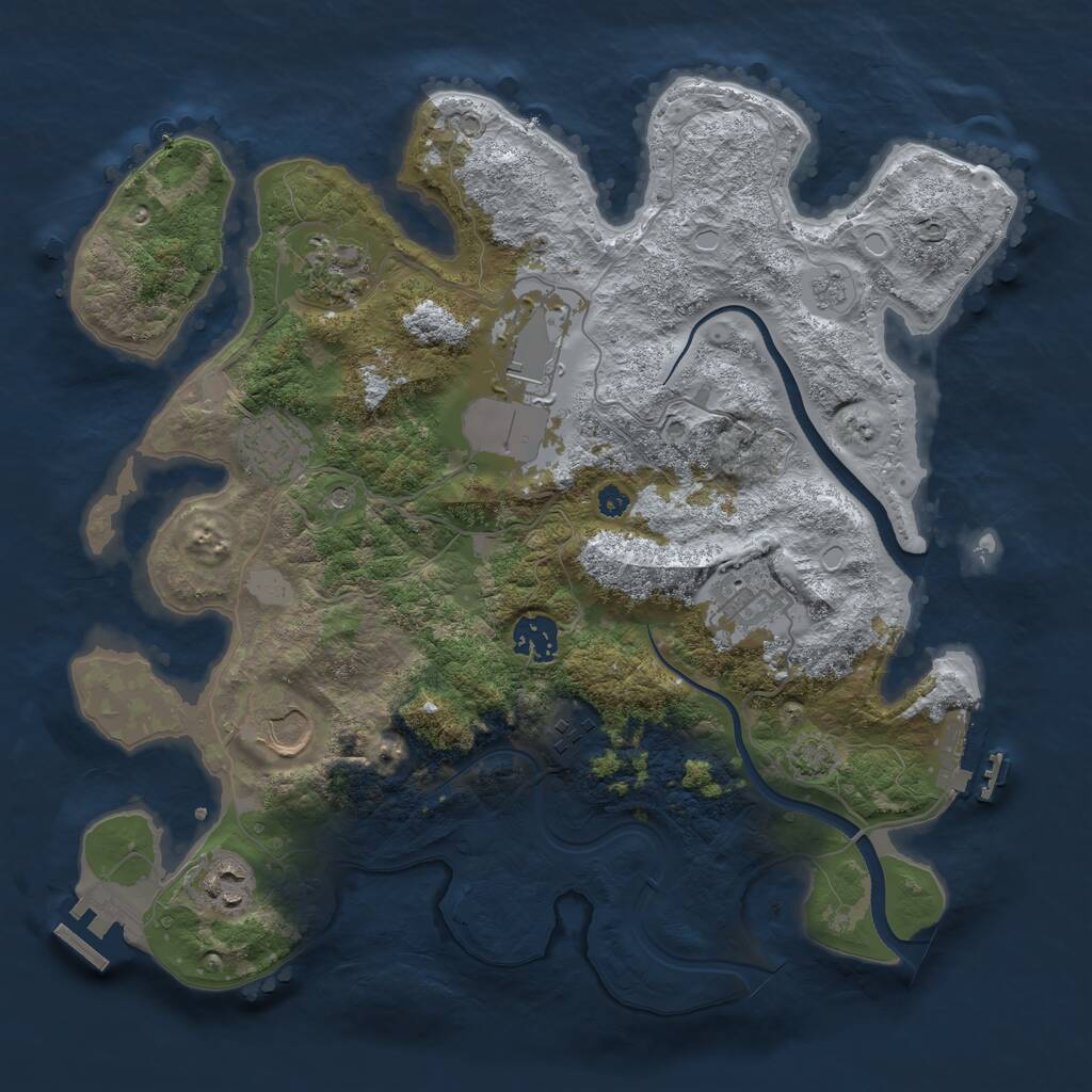 Rust Map: Procedural Map, Size: 3500, Seed: 154395329, 14 Monuments