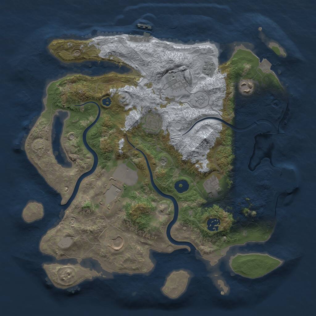 Rust Map: Procedural Map, Size: 3500, Seed: 1464995061, 14 Monuments