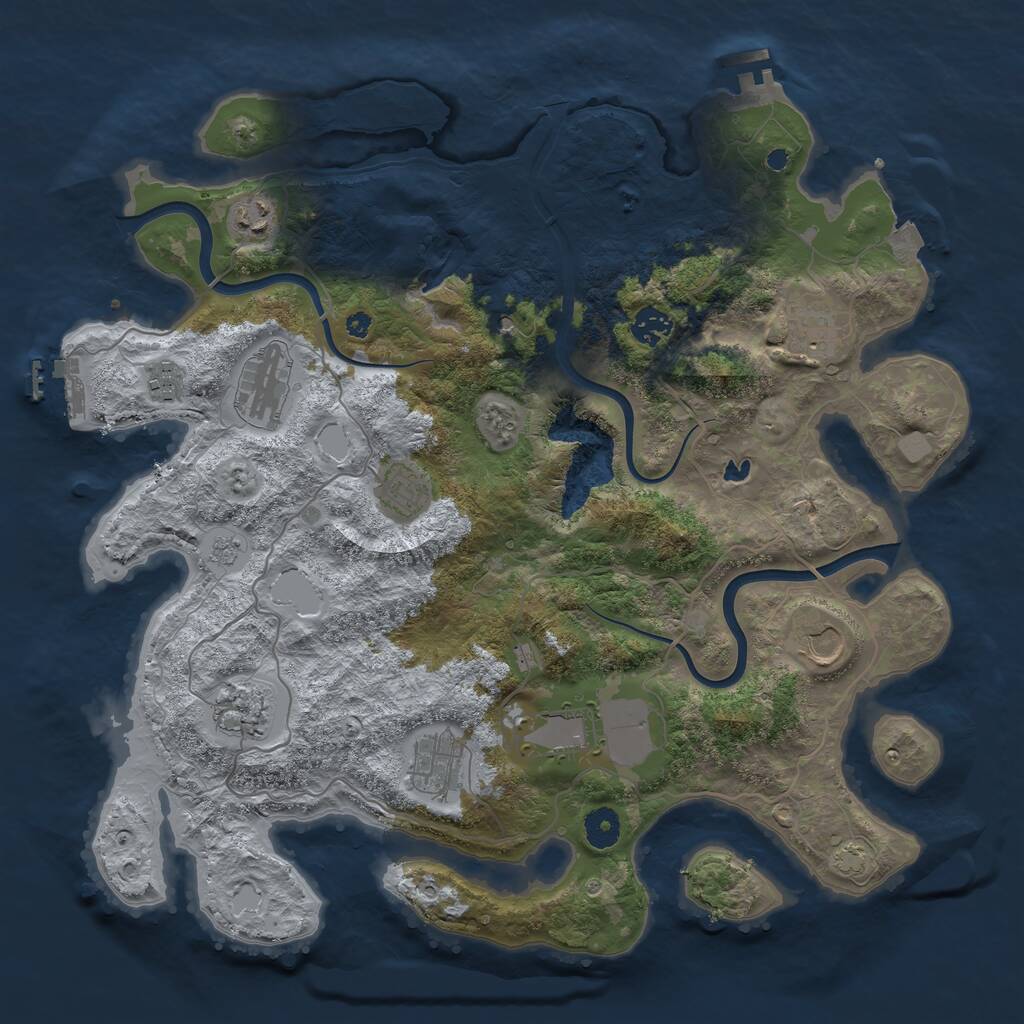 Rust Map: Procedural Map, Size: 4000, Seed: 200195600, 16 Monuments
