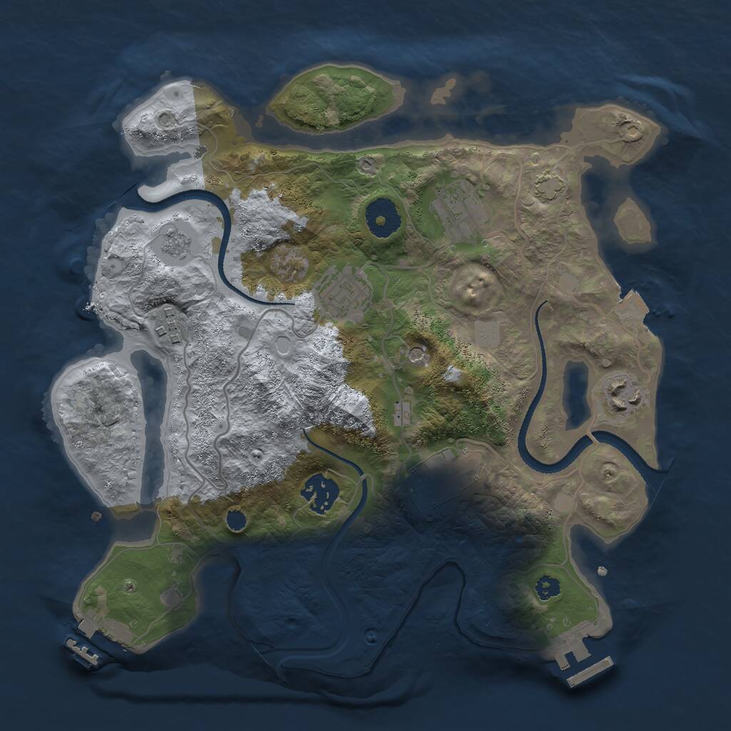 Rust Map: Procedural Map, Size: 3000, Seed: 21738, 12 Monuments