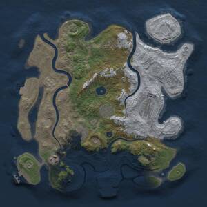 Thumbnail Rust Map: Procedural Map, Size: 3300, Seed: 81655639, 12 Monuments