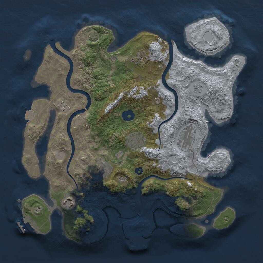 Rust Map: Procedural Map, Size: 3300, Seed: 81655639, 12 Monuments