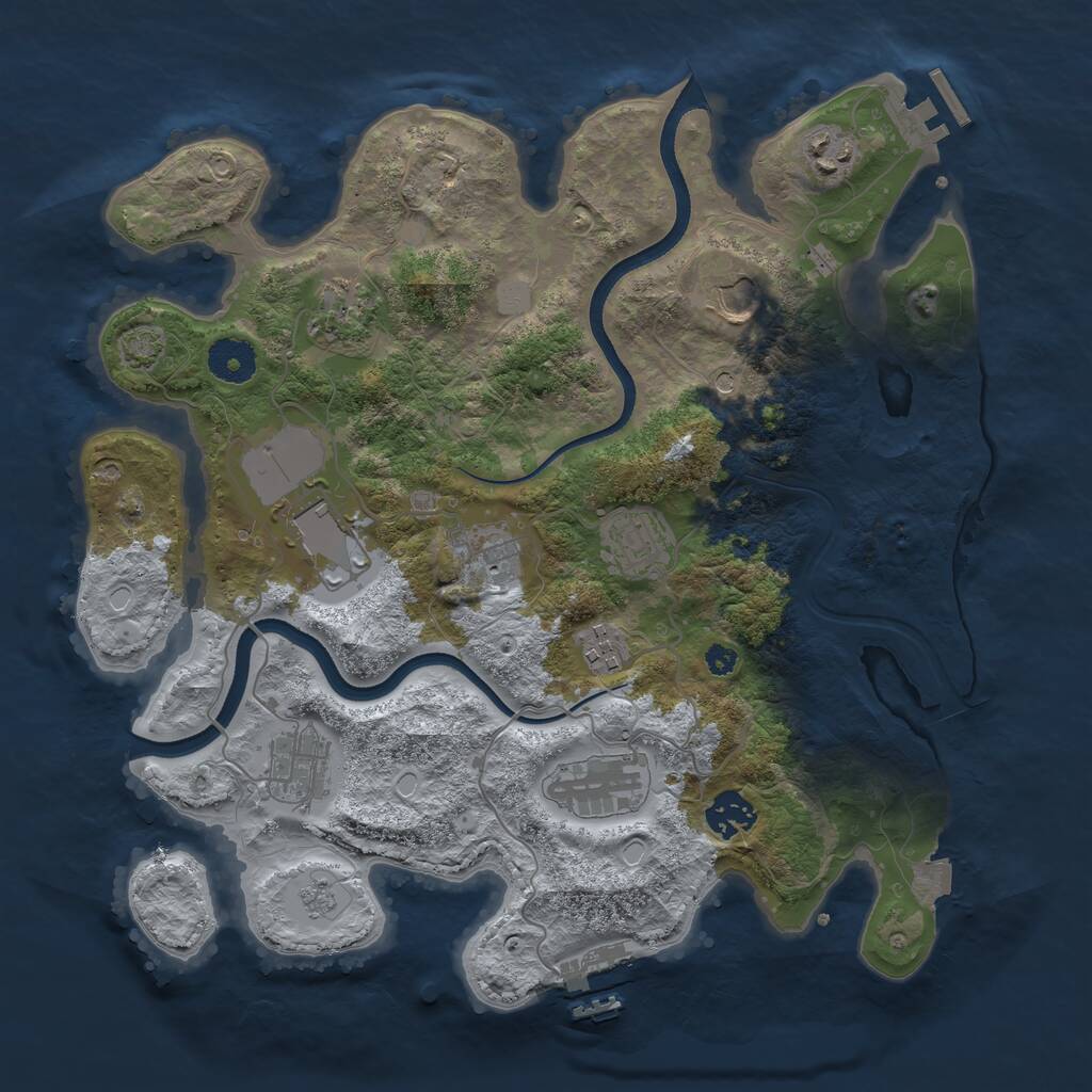 Rust Map: Procedural Map, Size: 3500, Seed: 1564896200, 16 Monuments