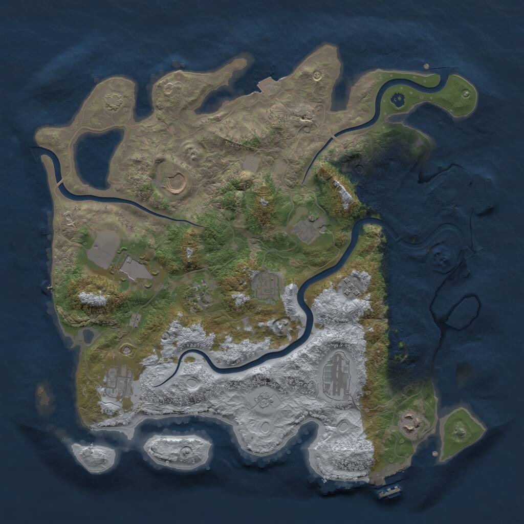 Rust Map: Procedural Map, Size: 3750, Seed: 1079097426, 15 Monuments
