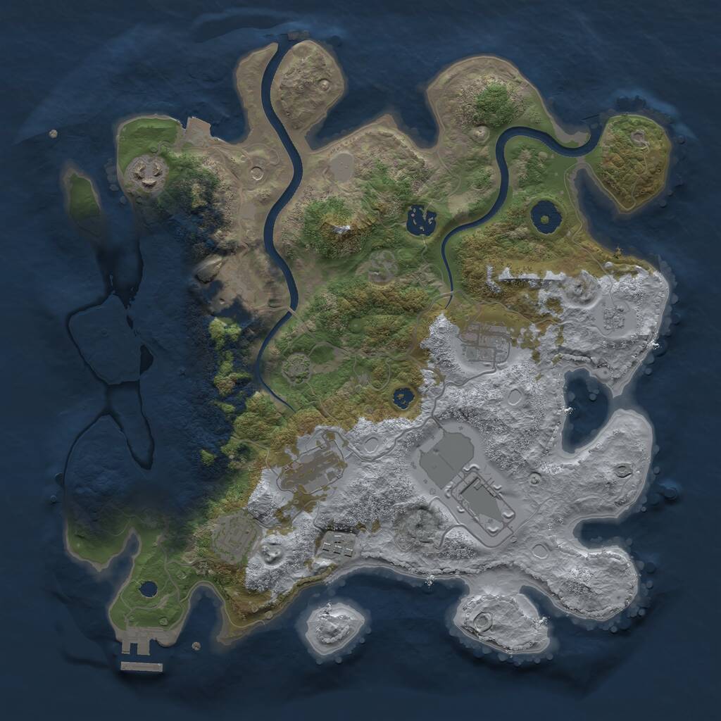 Rust Map: Procedural Map, Size: 3500, Seed: 201823626, 13 Monuments