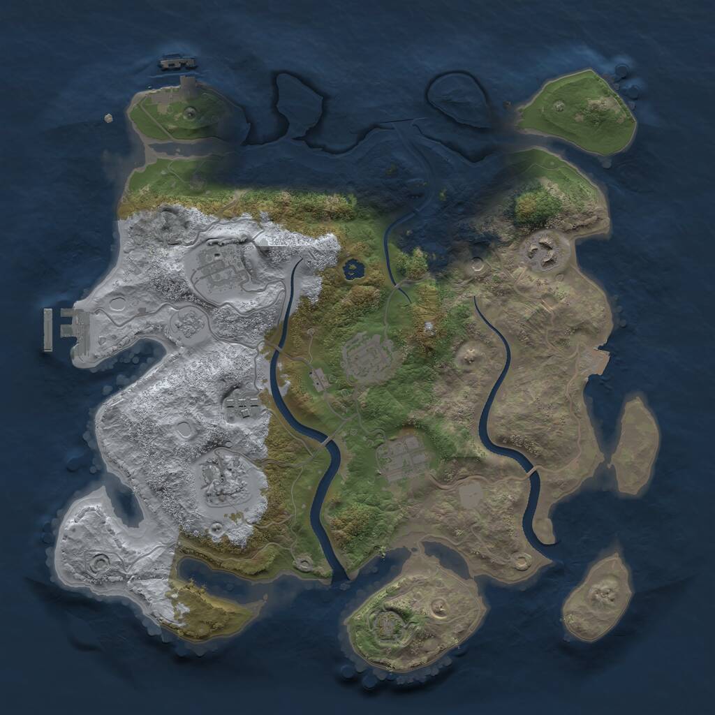 Rust Map: Procedural Map, Size: 3333, Seed: 1597963589, 12 Monuments