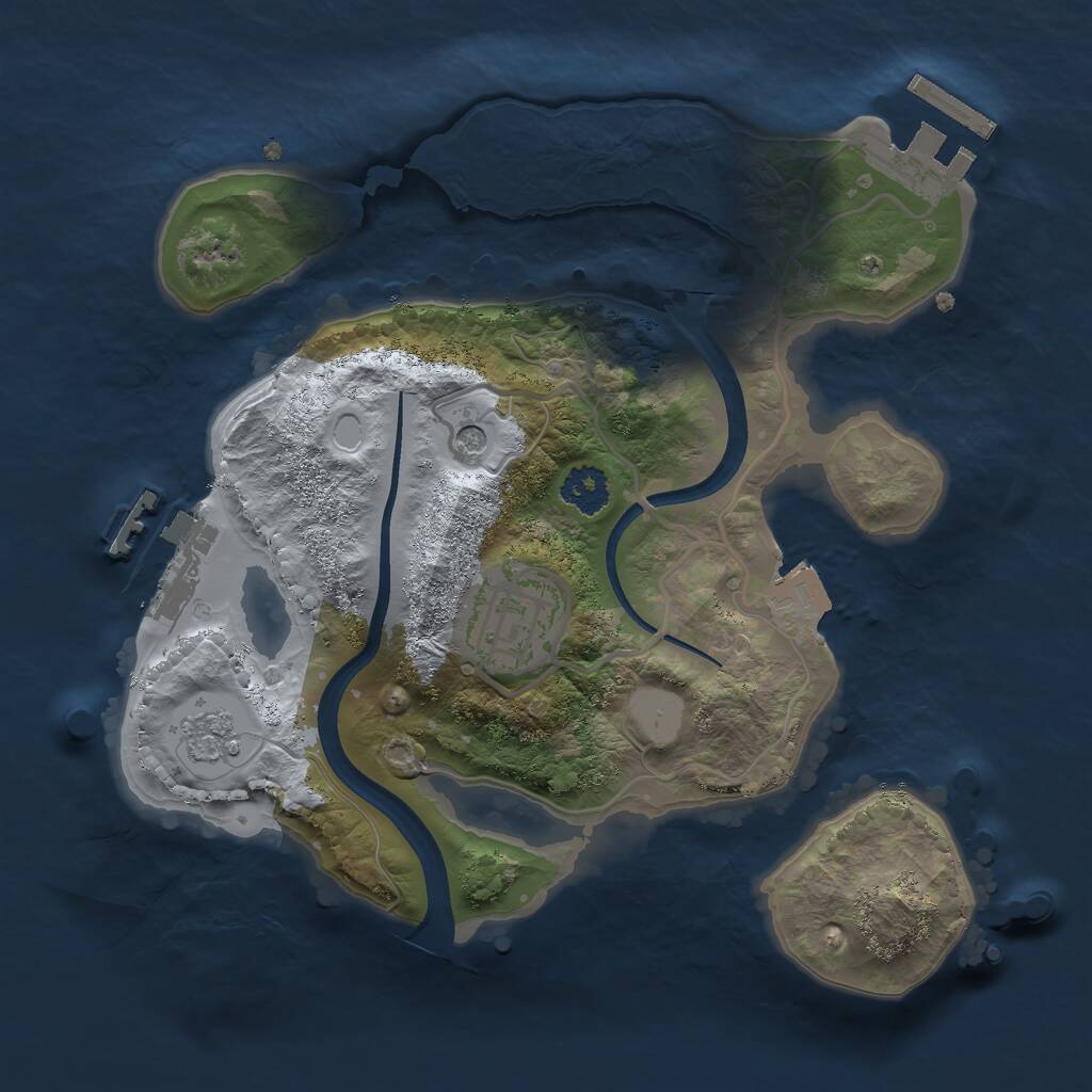 Rust Map: Procedural Map, Size: 2300, Seed: 1597963589, 6 Monuments