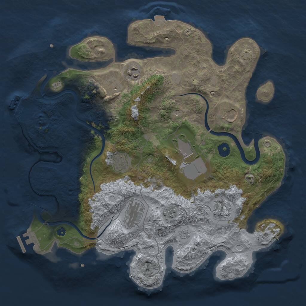 Rust Map: Procedural Map, Size: 3500, Seed: 3405, 14 Monuments