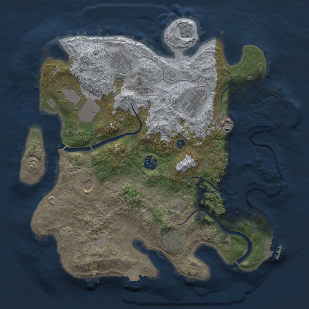 Rust Map: Procedural Map, Size: 3500, Seed: 2130261488, 14 Monuments