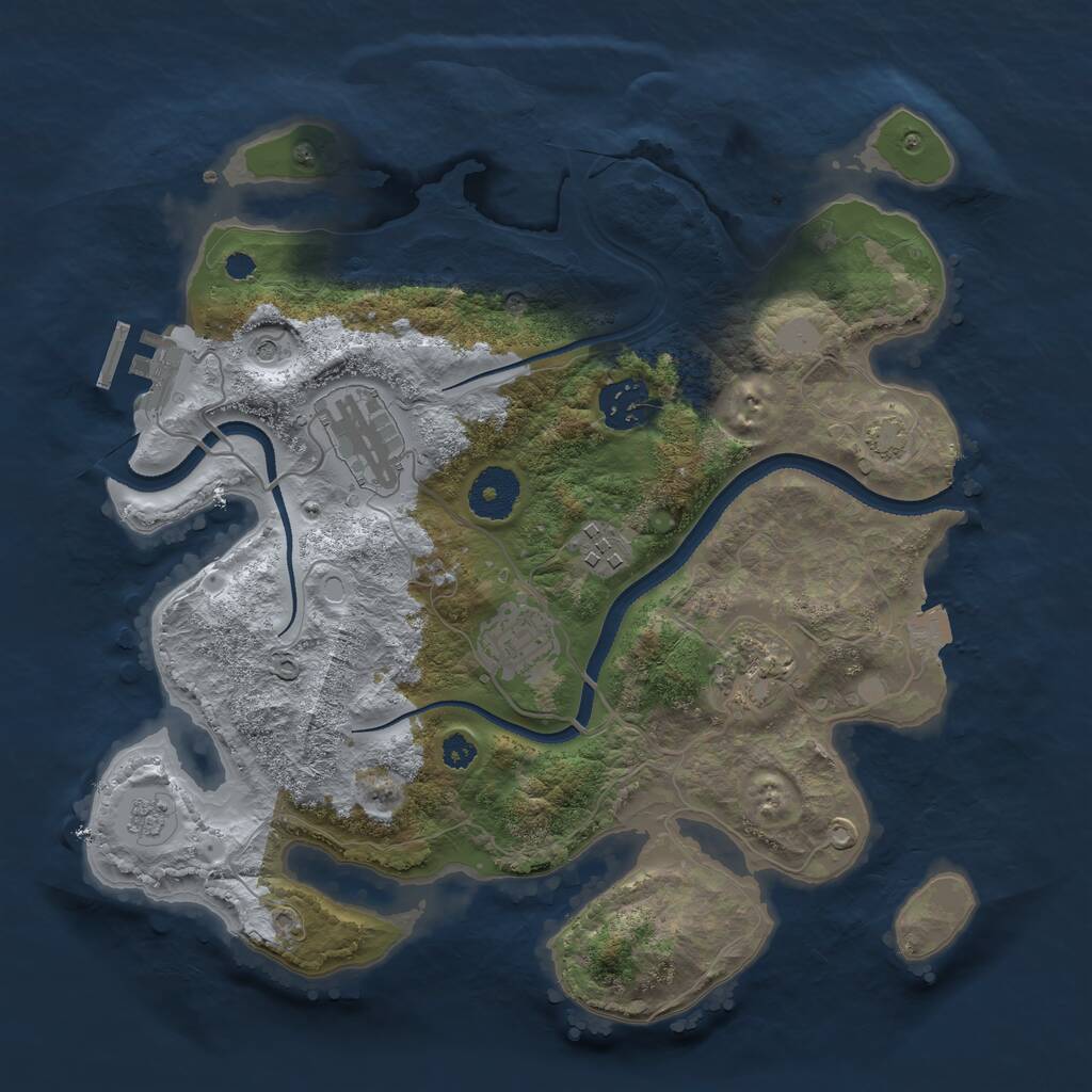 Rust Map: Procedural Map, Size: 3200, Seed: 1597963589, 10 Monuments