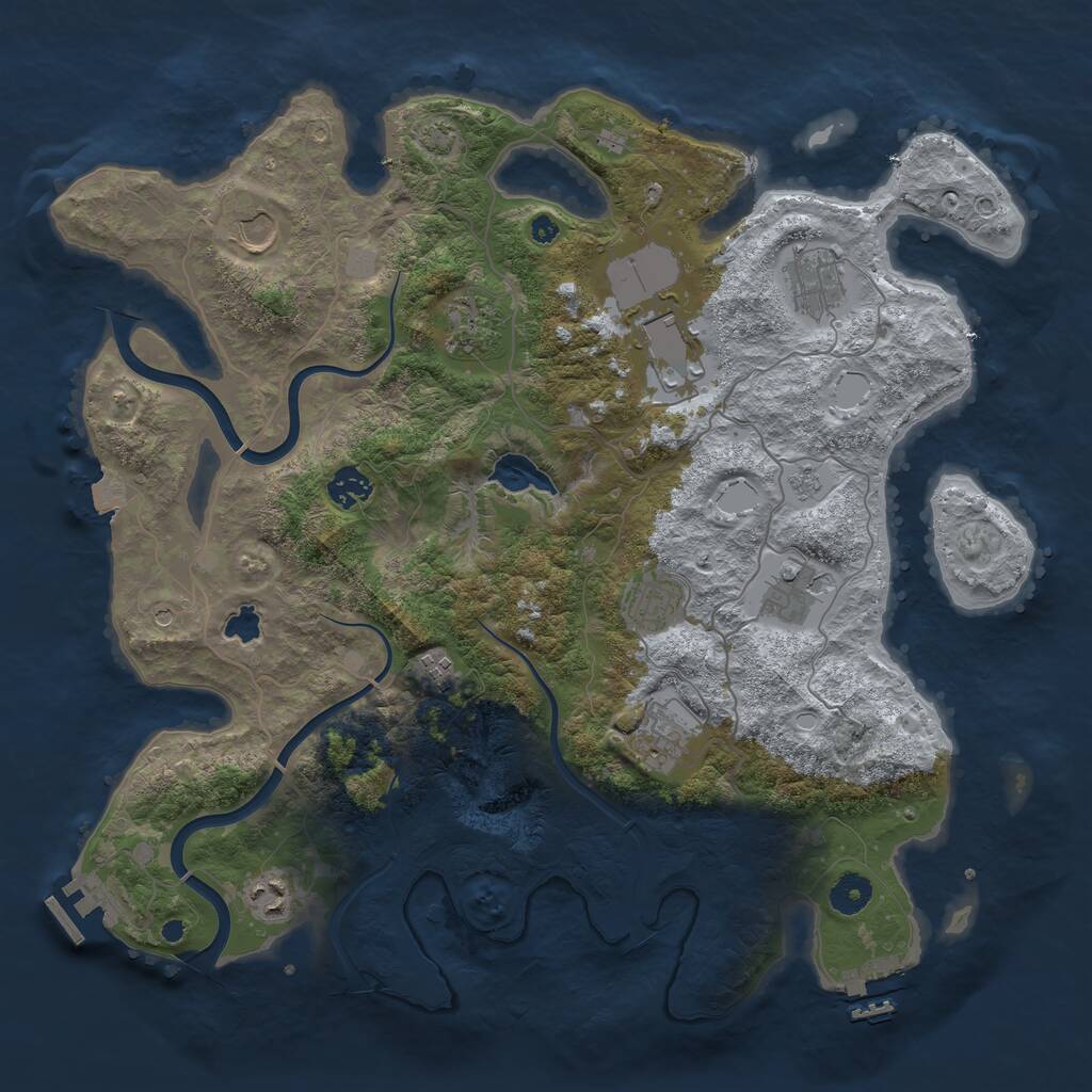 Rust Map: Procedural Map, Size: 4000, Seed: 2111732781, 16 Monuments