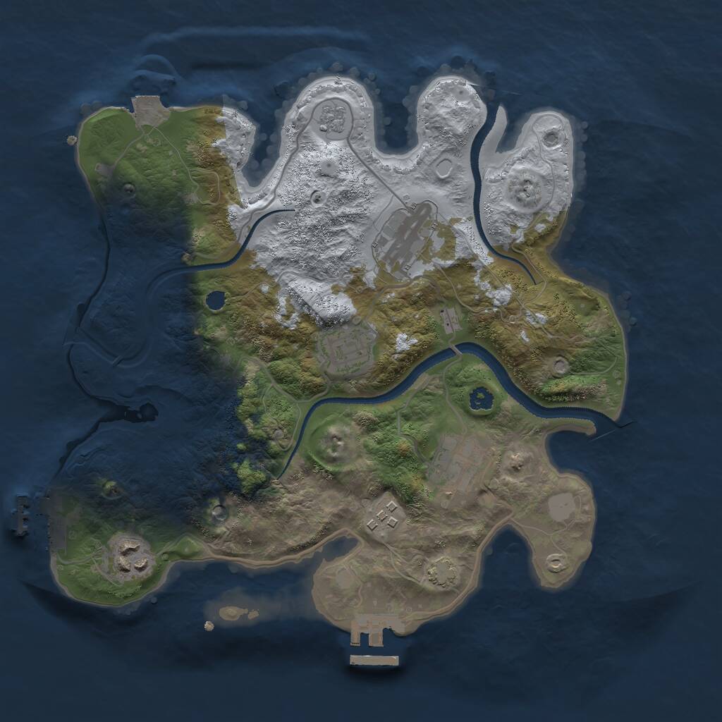 Rust Map: Procedural Map, Size: 3000, Seed: 2025802775, 11 Monuments
