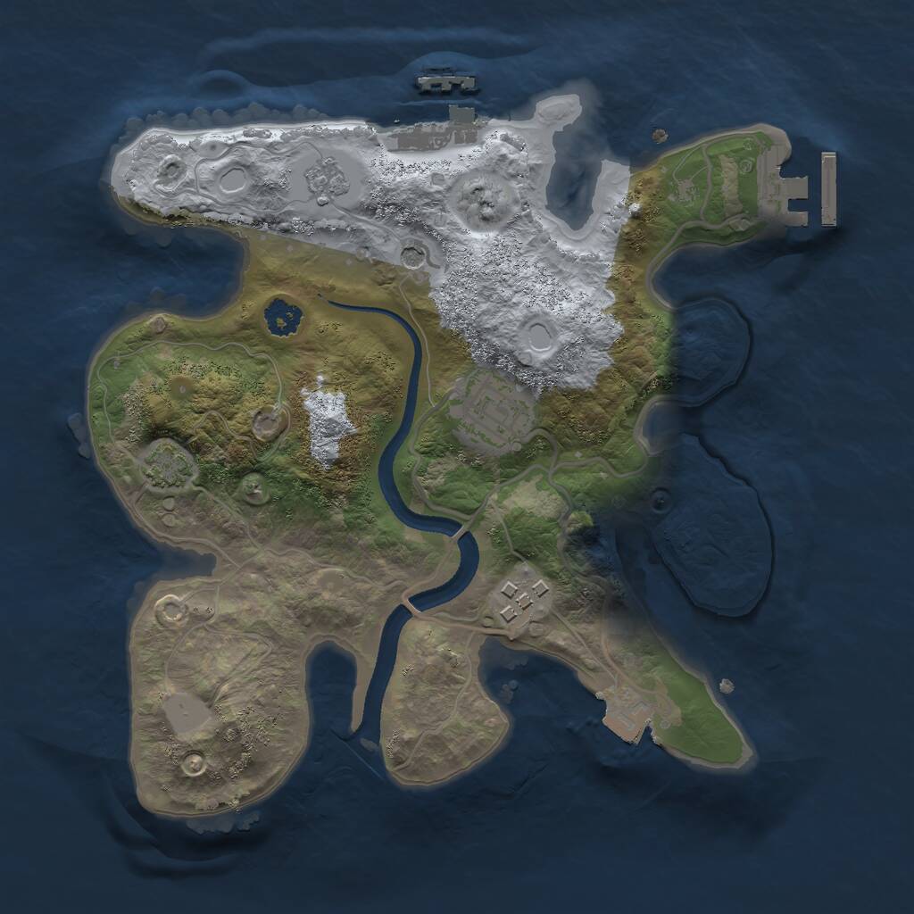 Rust Map: Procedural Map, Size: 2500, Seed: 740736900, 8 Monuments