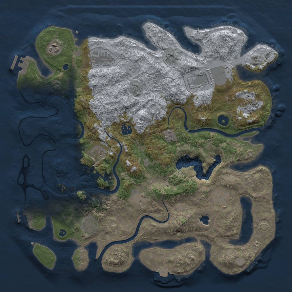 Rust Map: Procedural Map, Size: 4000, Seed: 260326, 16 Monuments
