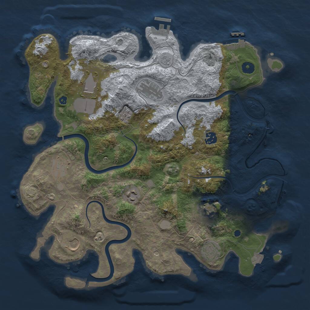 Rust Map: Procedural Map, Size: 3750, Seed: 994185260, 15 Monuments