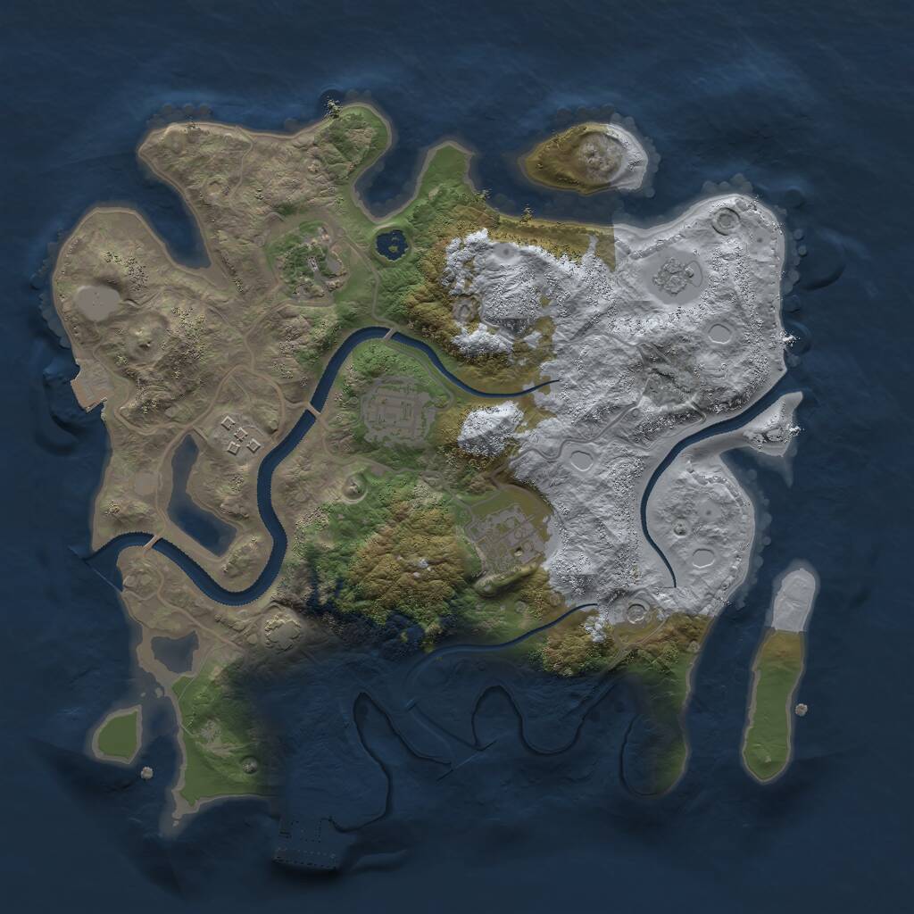 Rust Map: Procedural Map, Size: 3000, Seed: 45717, 9 Monuments