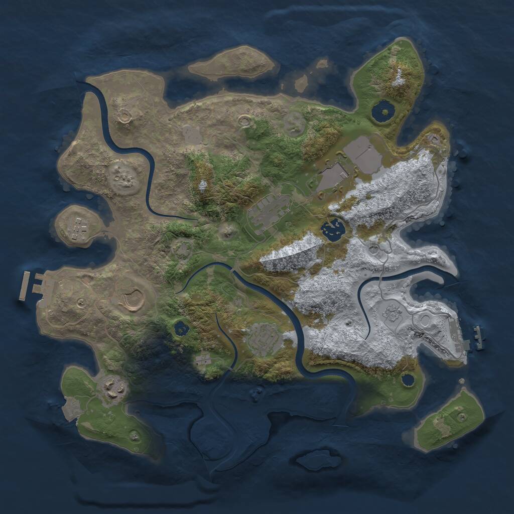 Rust Map: Procedural Map, Size: 3500, Seed: 9485427, 13 Monuments
