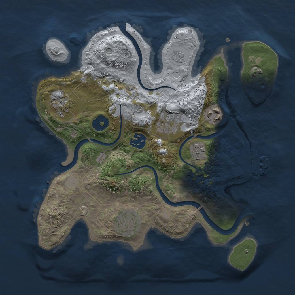 Rust Map: Procedural Map, Size: 2800, Seed: 377389542, 10 Monuments